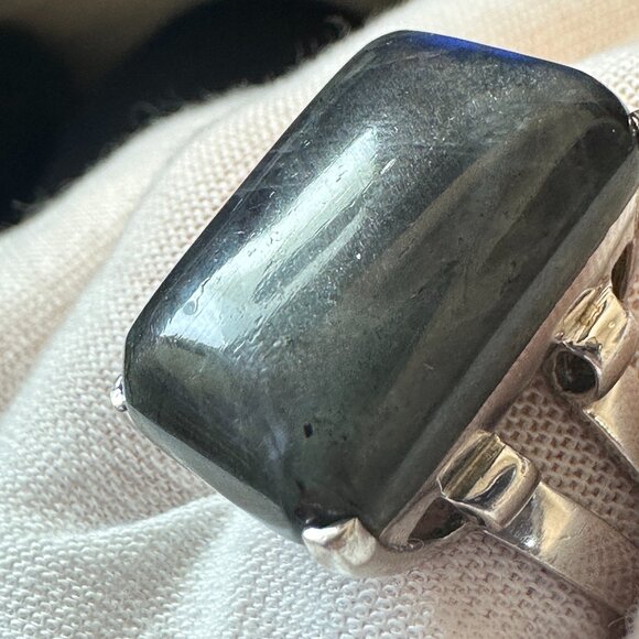 925 Sterling Silver Blue Labradorite Ring - Size 8.75 - Picture 8 of 12
